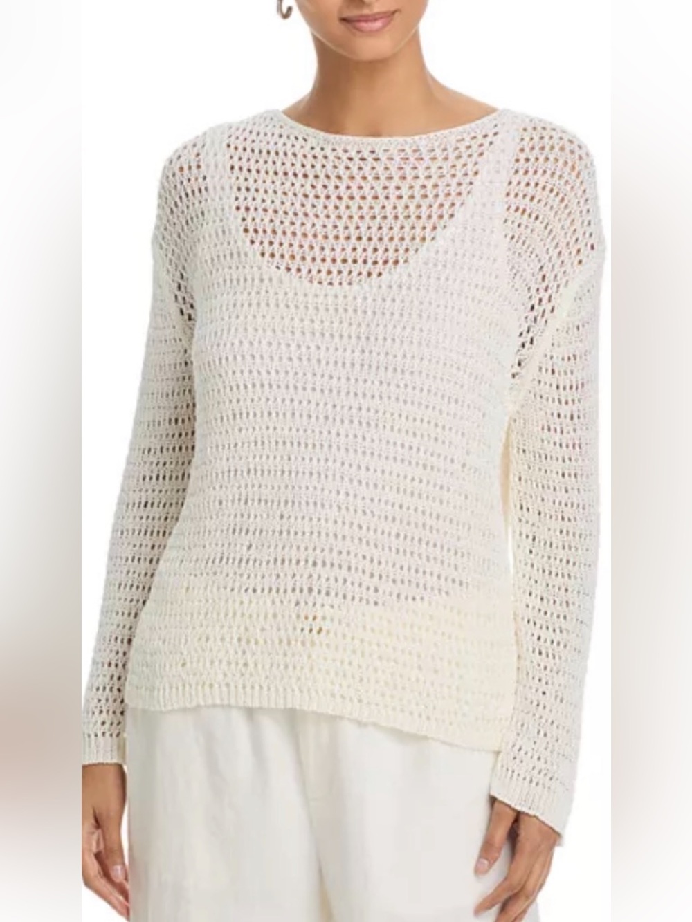 A.L.C. Open-Knit Scoop Neck Sweater in Cream